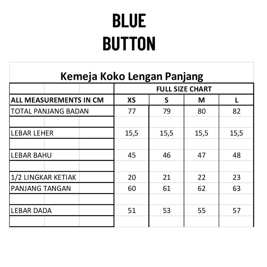 BlueButton Kemeja Koko Polos Lengan Panjang Kerah Shanghai Pria - Navy