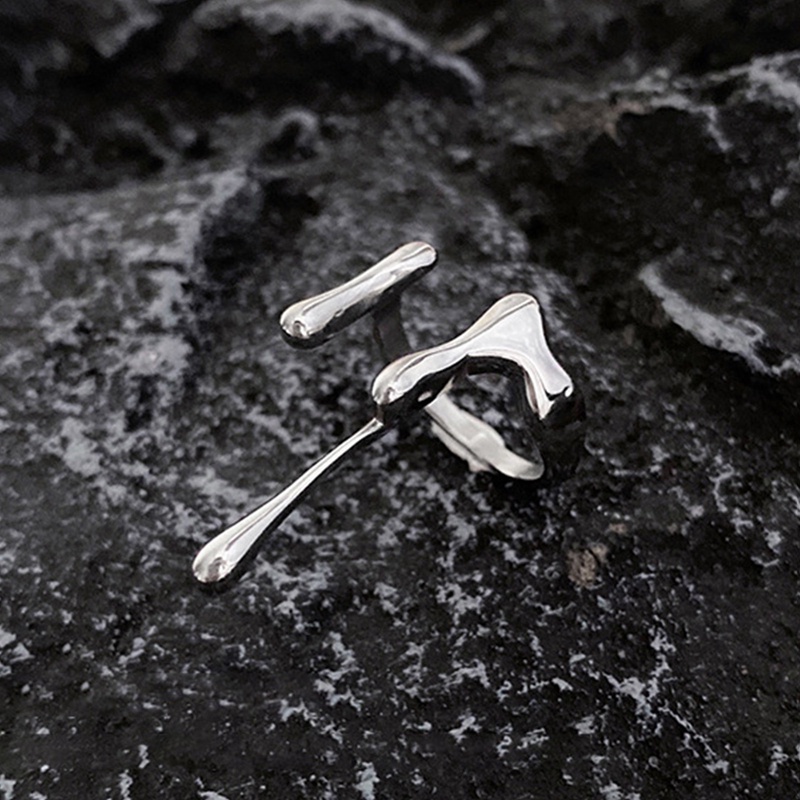 Fancyqube Cincin Model Terbuka Bahan Metal Warna Silver Gaya Punk Vintage Untuk Wanita