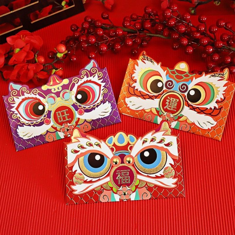 

(1pak isi 3 pcs)angpao imlek netral barongsai 3d/ amplop chinesse new year 2023 /envelope mewah