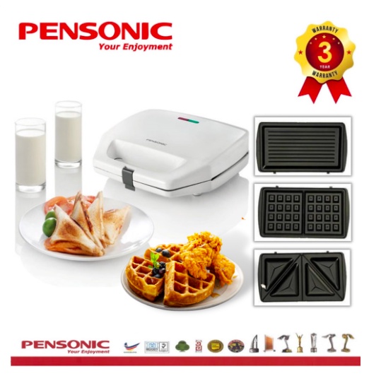 [ Pensonic ] Sandwich waffle Toaster / Pemanggang Roti Wafel 3in1 Multifungsi Pensonic PSTI–9604M