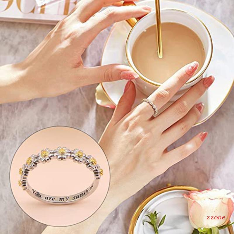 Cincin Wanita Desain Bunga Daisy You Are My Sunshine Untuk Pernikahan