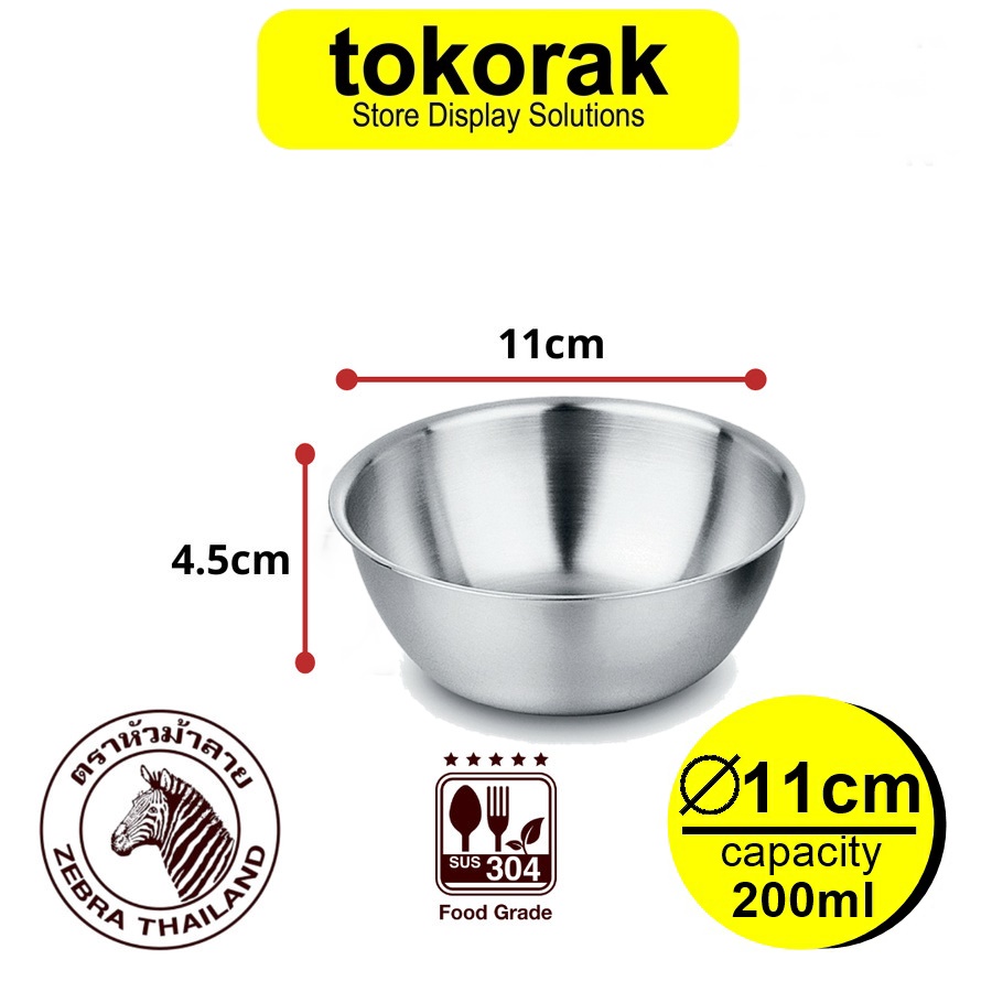 MANGKOK STAINLESS BOWL 11 CM ZEBRA 224111 KOBOKAN BASKOM KUAH NASI TIM