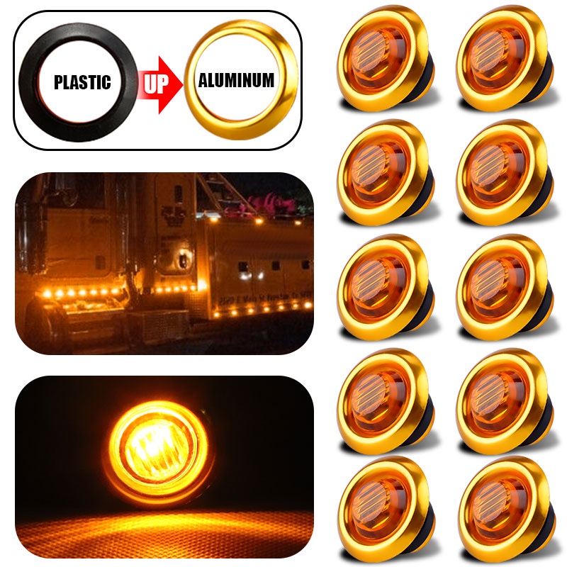 10 PCS Lampu Indikator LED 12V Bentuk Bulat Untuk Truk Bus Trailer Perahu Motor