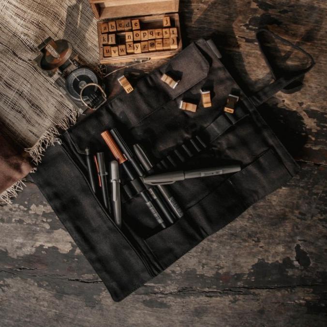 

(COD) Canvas Pencil Roll Case - Brush Case EKSLUSIF Kode 992