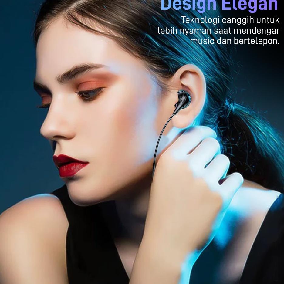 Siap Kirim VEGER V203R Wired Earphone 3.5mm Microphone Clear Sound Bass Handsfree