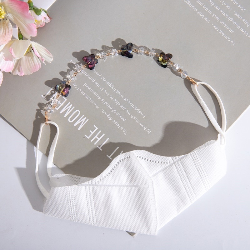 PREMIUM TALI MASKER RANTAI KOREA / TALI MASKER HEADLOOP / LANYARD MASKER / RANTAI MASKER KOREA / TALI MASKER ANAK FASHIONABLE / CONNECTOR MASK / KONEKTOR MASKER MUTIARA KRISTAL / PENGAIT MASKER HIJAB / STRAP MASKER 2IN1