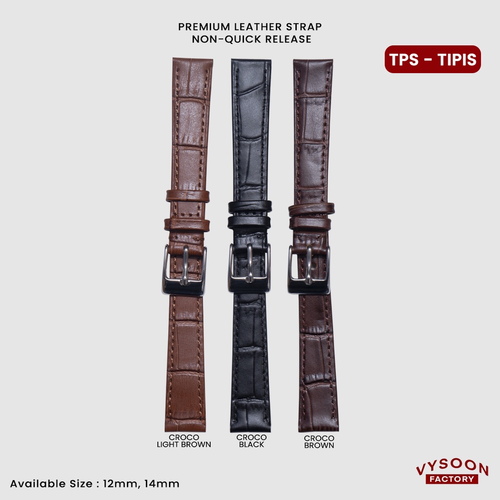 Non Quick Release Strap Premium Leather Tali Kulit Jam 12mm 14mm