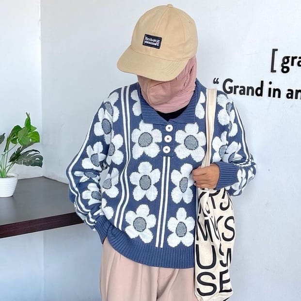 TokoMilkan - Sweater Rajut Premium Motif Bunga HIMAWARI KNITWEAR TEBAL