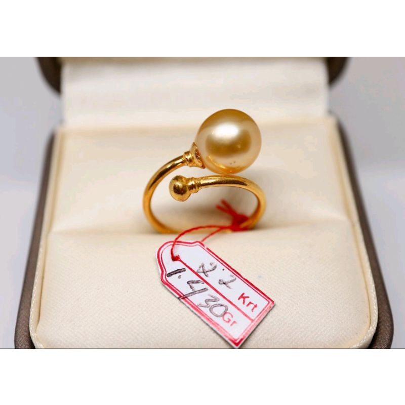 CINCIN EMAS KADAR 91,6%(22K) IKAT MUTIARA LAUT ASLI BERSERTIFIKAT