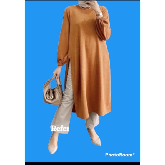 long tunik hanover by clarke/atasan rajut/kaos rajut clarke/long tunik JuMbo rajut wanita kekinian