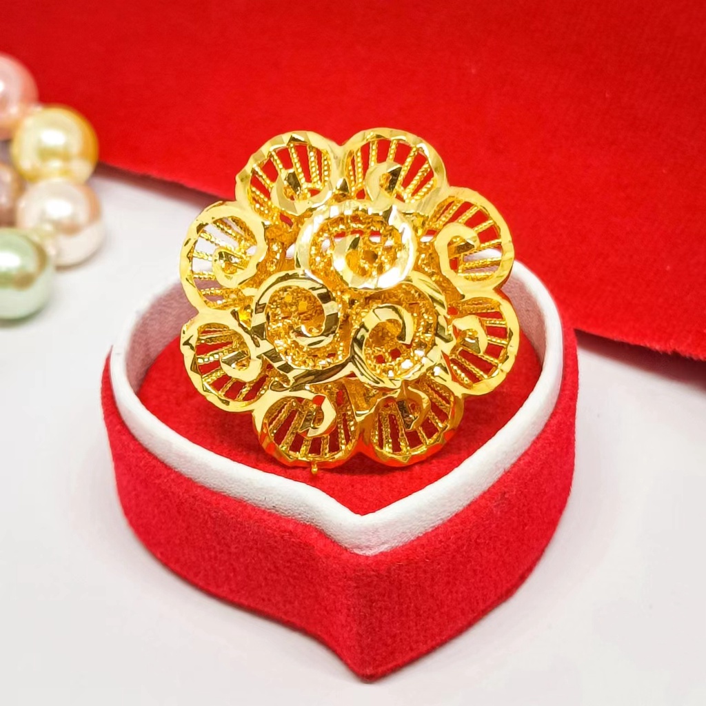 Cincin kendari xuping perhiasan lapis Emas asli 24k gold Bunga Terbaru Cantik Perhiasan