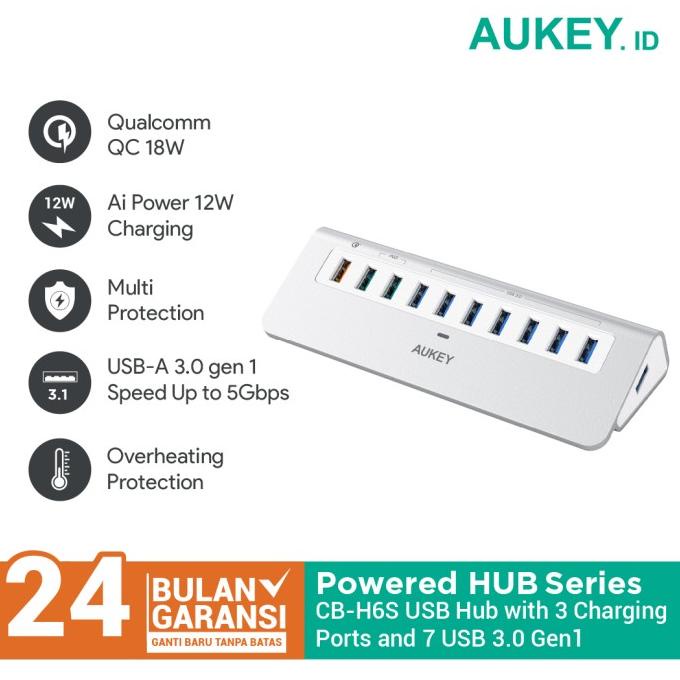 Hub Aukey CB-H6S 3 Charging Ports & 7 USB 3.0 - 500975 always ready!