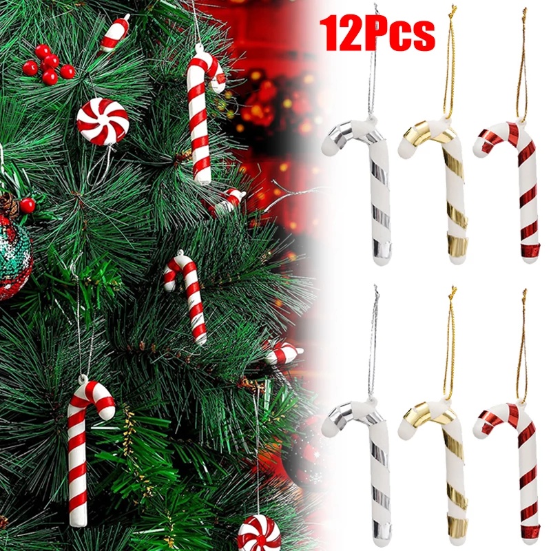 12 Pcs Ornamen Permen Warna-Warni Untuk Dekorasi Pohon Natal