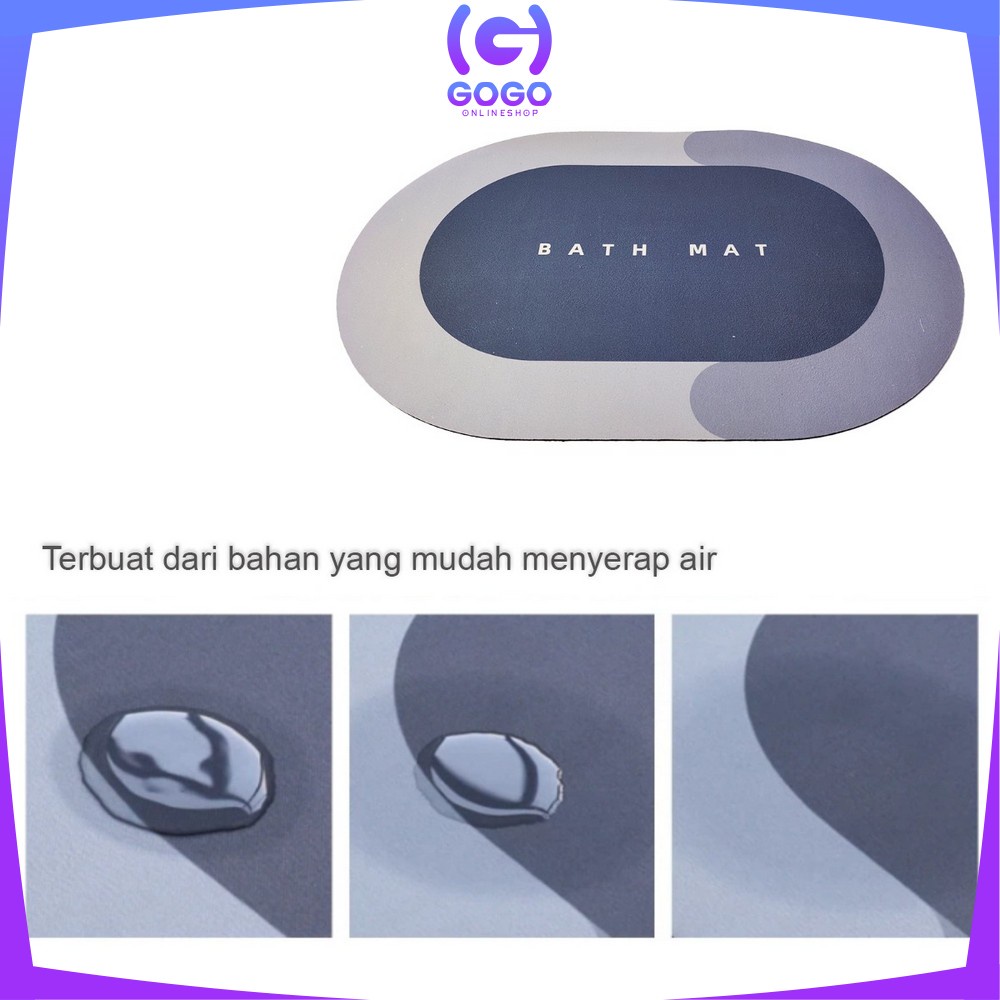GOGO-C458 Keset Diatomite Keset Kaki Kamar Mandi Serap Air Keset Lantai Rumah Anti Bau Keset Batu Kamar Mandi Anti Bakteri