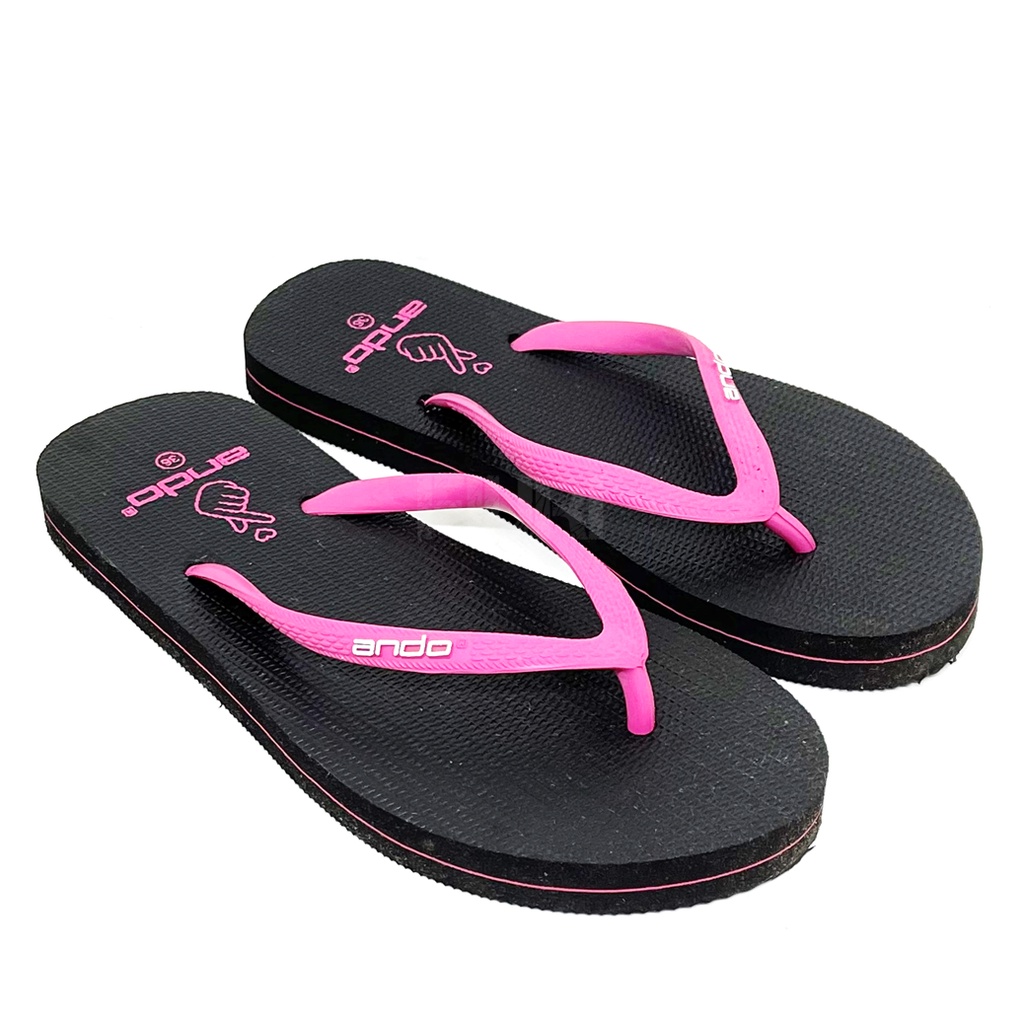 FIURI - ANDO  ORIGINAL - NICE LIKE 37-40 HITAM PINK - SANDAL JAPIT KARET POLOS WANITA - SANDAL CASUAL FASHION TRENDY ANAK PEREMPUAN - SENDAL JEPIT SANTAI PANTAI CEWEK MURAH PROMO DISKON