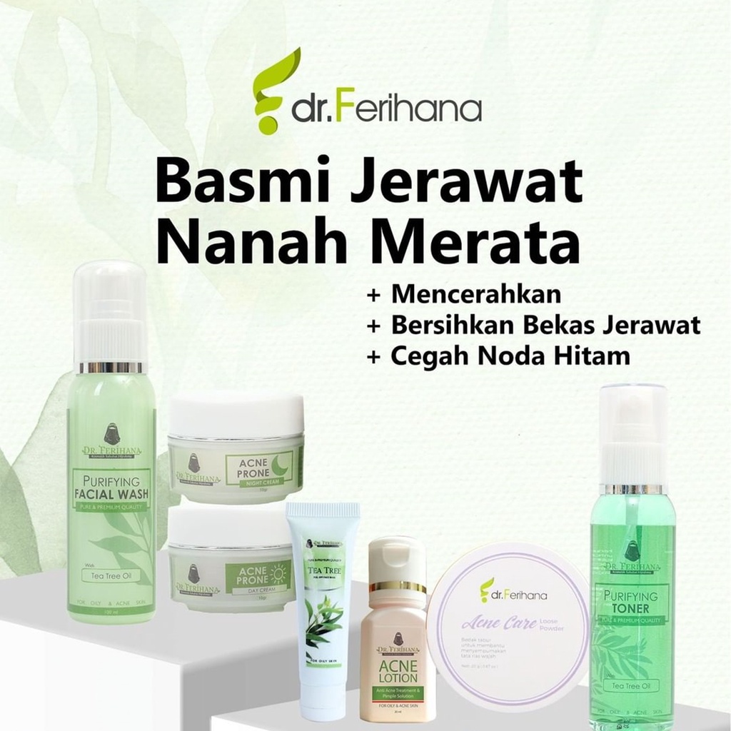 Paket Premium Anti Jerawat Acne Prone Plus Plus dr. Ferihana Cosmetics &amp; Skincare Rangkaian Perawatan Wajah untuk Kulit Berminyak Berjerawat Ringan Sedang sampai Meradang Bernanah