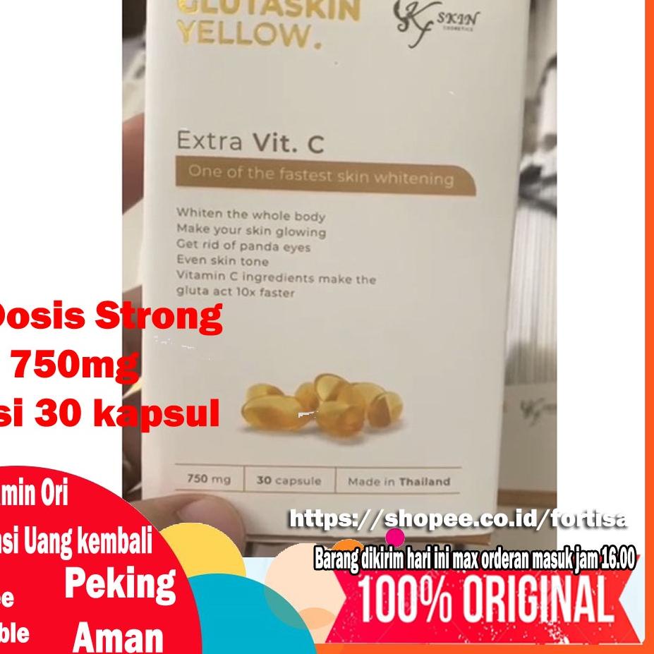 Ada bonus Jika Beruntung (DOSIS STRONG 750Mg) Glutaskin Gluta Skin Yellow LCBEAUTY LC BEAUTY PEMUTIH