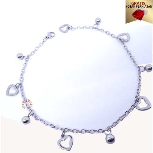 Gelang Tangan Wanita Titanium anti karat Love Gelang Kaki Anti Luntur Model Terbaru Bonus Kotak Perhiasan - Lovelybutik