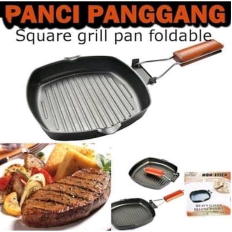 COD 400GR SQUARE GRILL PAN PANGGANGAN LIPAT / Teplon Panggang