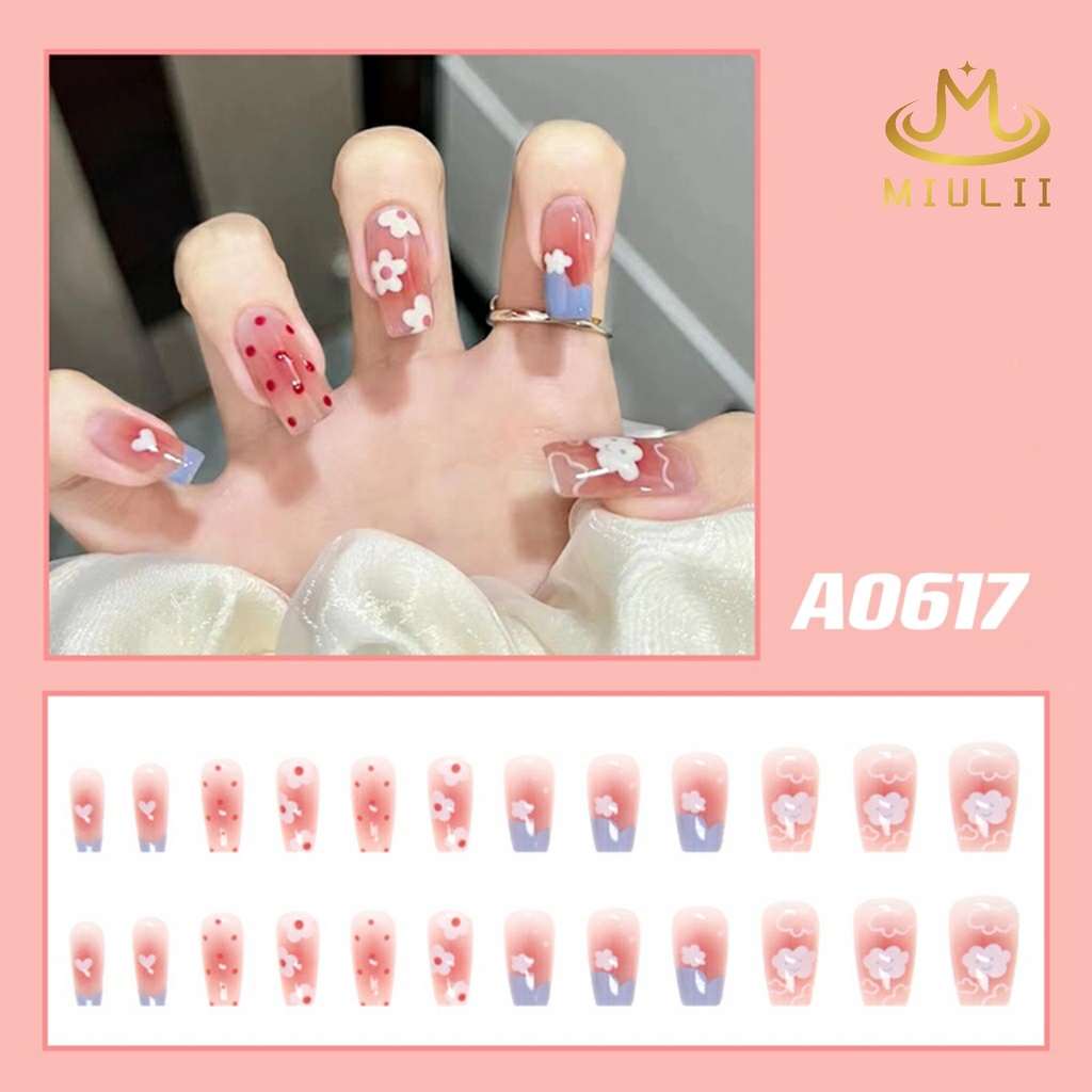 MIULII / KUKU PALSU   A0617  / 24PCS / 3D / NAIL ART / PREMIUM / CUTE / FREE LEM JELLY / KUTEK