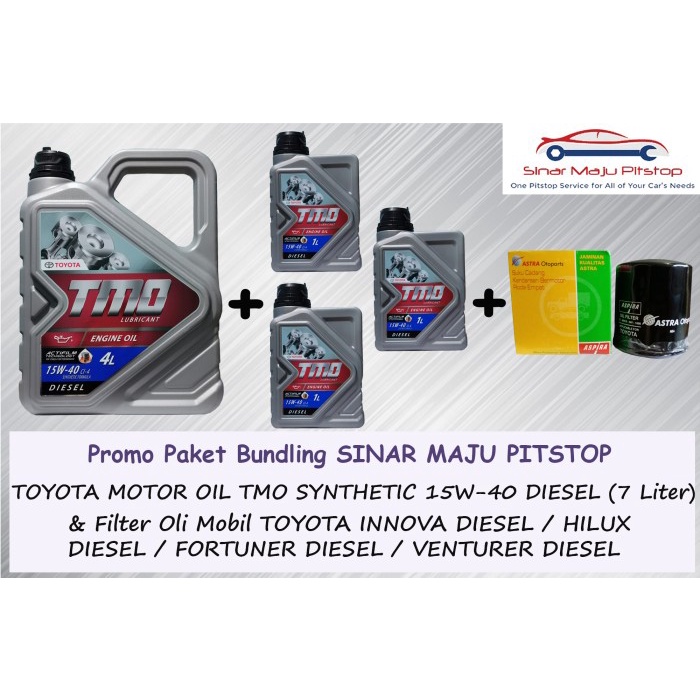 Paket Oli TMO DIESEL 15W-40 Synthetic 7 Liter & Filter Mobil INNOVA
