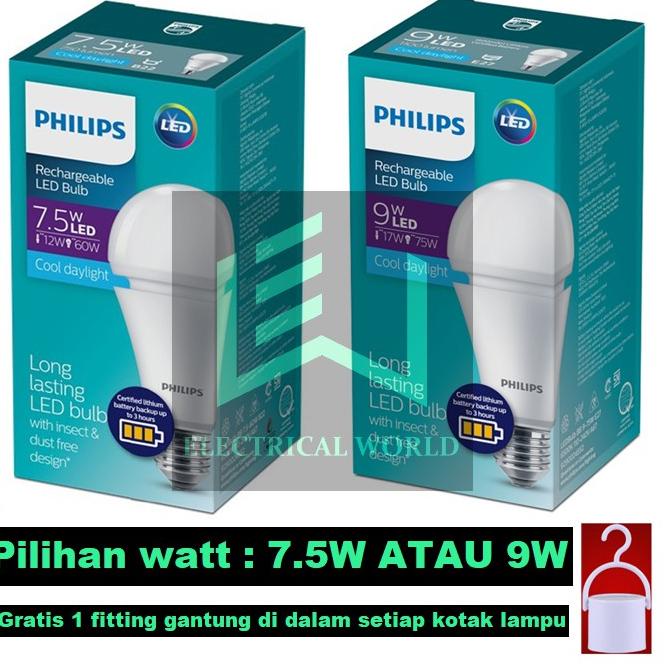 Philips LED Rechargeable 7.5 9 Watt Putih Lampu Padam Cas Emergency 7.5W 9W W Emergensi Original 7W 