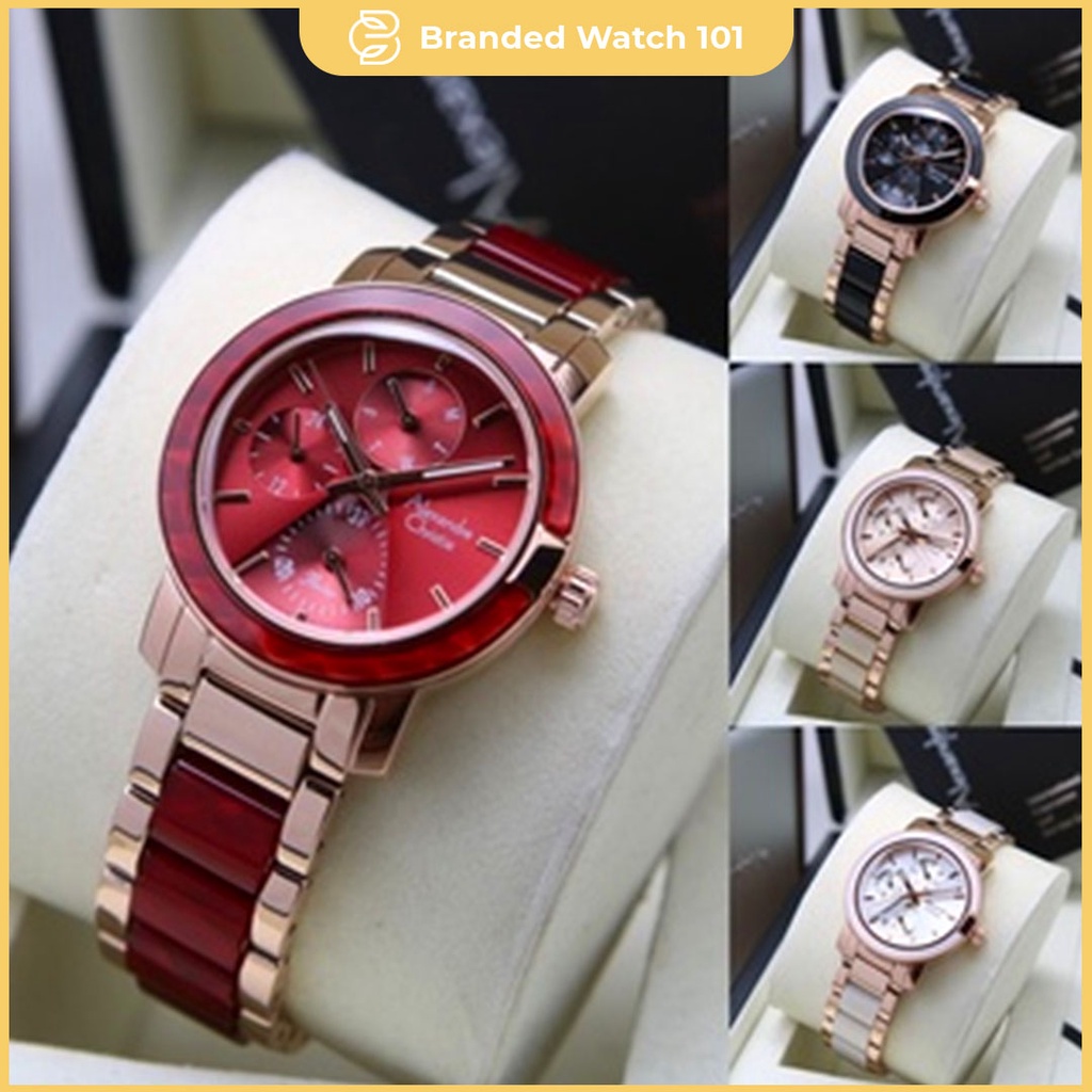 ORIGINAL Jam Tangan Wanita Alexandre Christie AC 2993 / AC2993 / 2993 / AC 2A41 / AC2A41 / 2A41 Garansi Resmi 1 Tahun, Stainless Combinasi Keramic