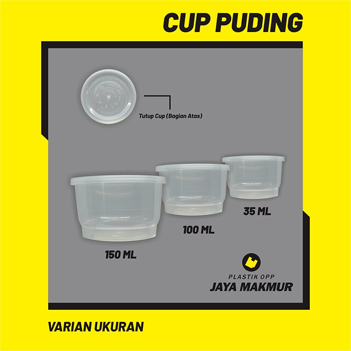 Cup Puding 100 ml Cup Plastik Cup Cake Cup Puding Tutup Thinwall  - 25 Pcs