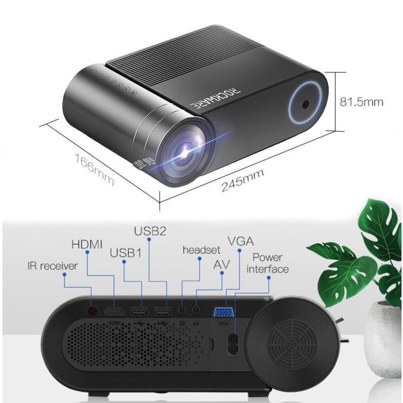 AKN88 - ROCKWARE RW-550 Mini LED HD 720P Home Projector 2400 Lumens 1080P