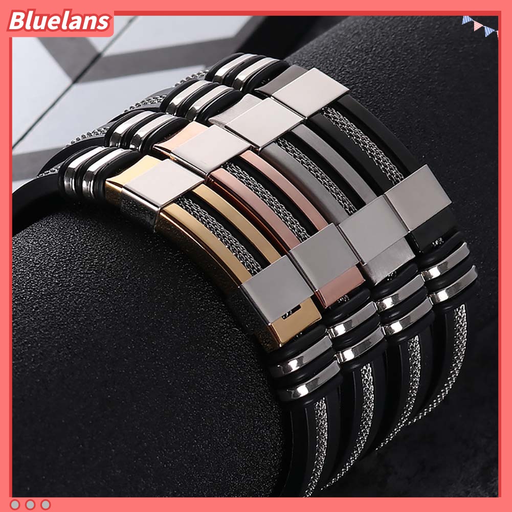 Bluelans Unique Men Titanium Steel Hand Chain Handmade Bracelet Bangle Club Jewelry Gift