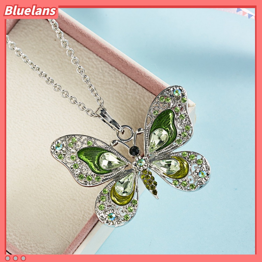 Kalung Bentuk Pita Bahan Alloy Aksen Berlian Imitasi Untuk Wanita