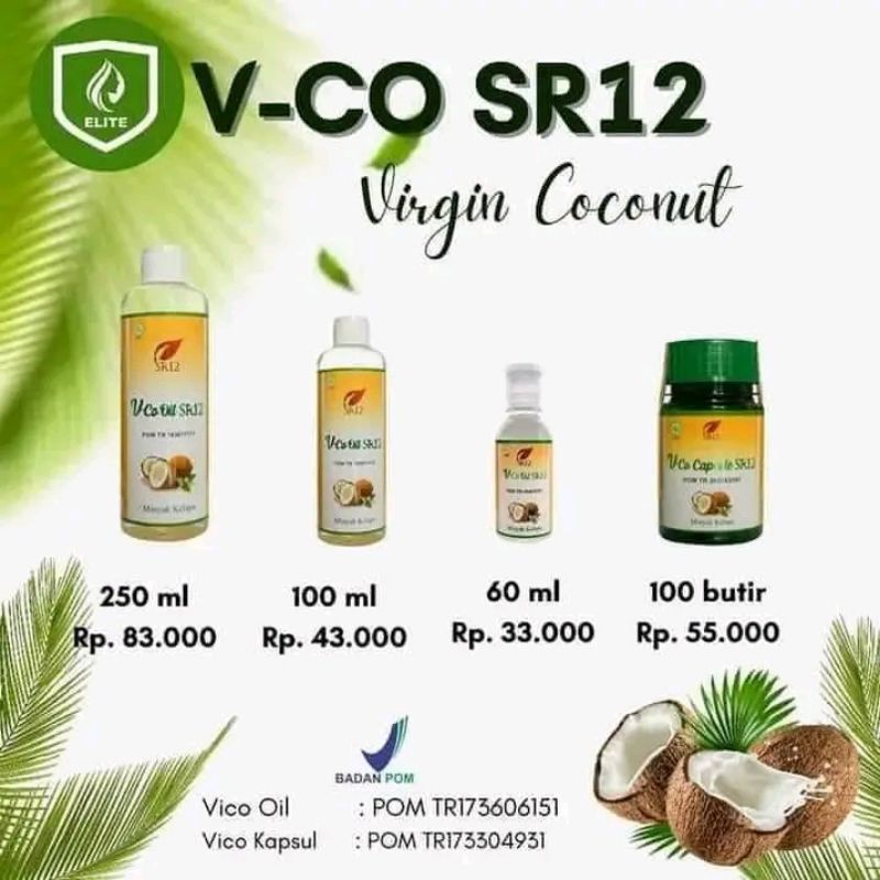VCO Minyak Kelapa Murni SR12 / VICO Virgin Coconut Oil / VCO kapsul