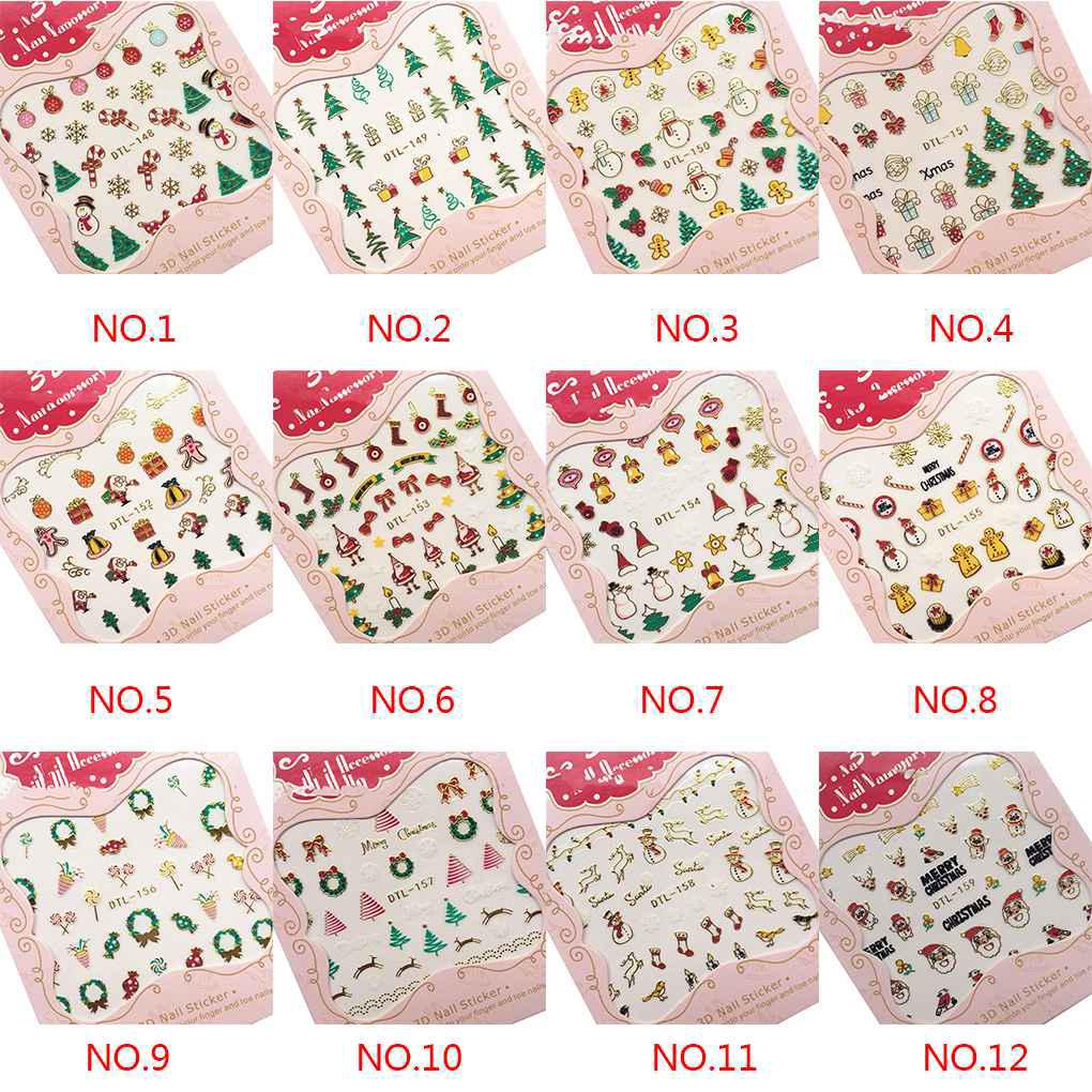 Set Stiker Kuku 3D Tema Natal Untuk Dekorasi Nail Art Element Tool (House20