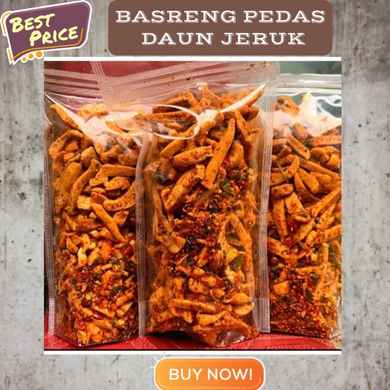 

Basreng pedas daun jeruk Basreng kering gurih Basreng kering pedas daun jeruk Cemilan basreng kering