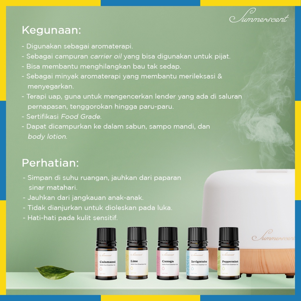 Summerscent - Essential Oil - Peppermint - Canaga - Calamansi - Lime - Invigorate - 10ml