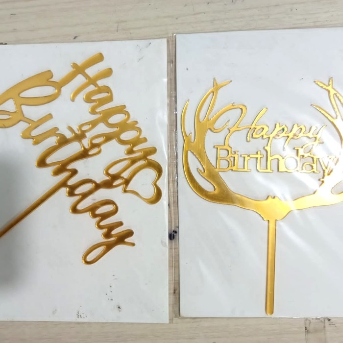 

Topper Happy Birthday Acrylic Cake Decoration Topper Dekorasi Kue
