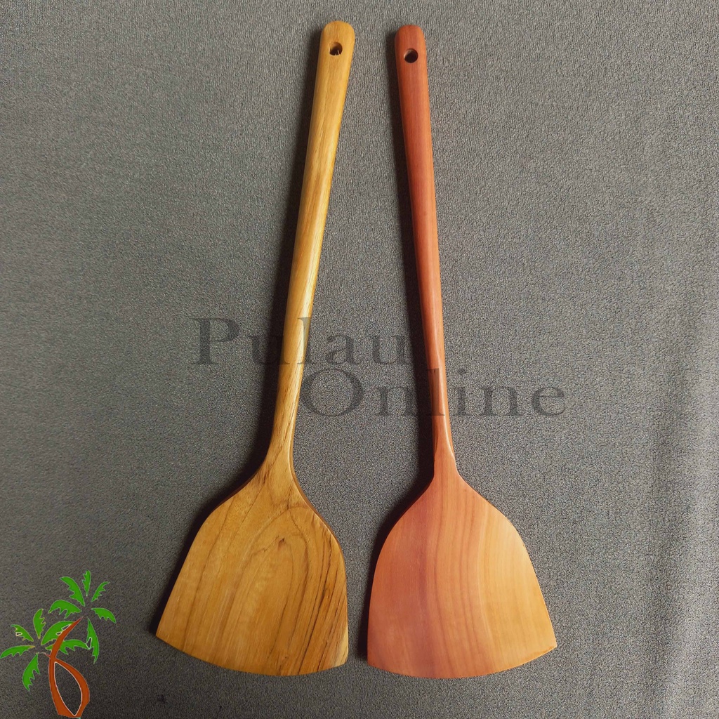 Spatula kayu kipas - Sutil kayu sawo panjang 35 cm - Spatula Tumis