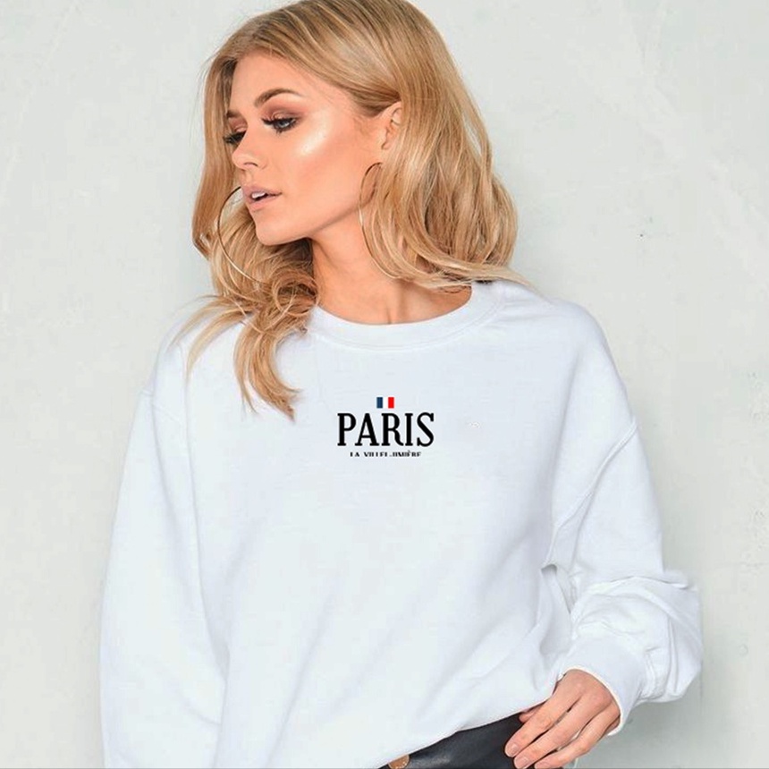 Baju Wanita | Paris | Casual Style Sweatshirt | Sweater Wanita wanita | Bahan Fleece | Allsize