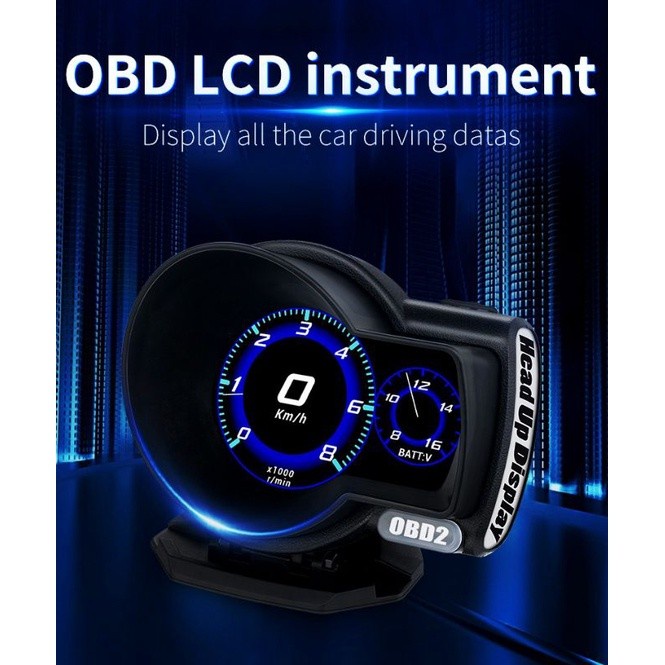 Head Up Digital LCD Display Tachometer Indicator OBD2 F8 OBD II Indikator Speedometer