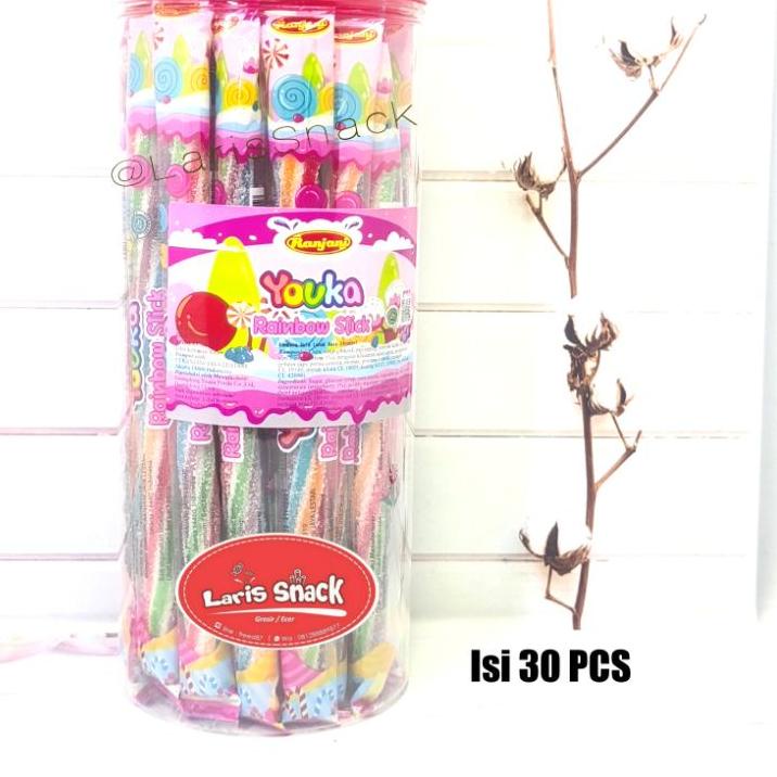 

Dapatkan--Permen Gummy Youka Rainbow Stick Ranjani Candy (1 Pack isi 30)