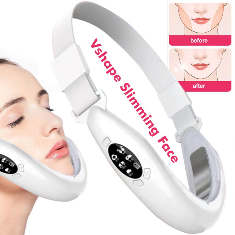 Vshape Alat Facial Slimming Wajah Ems Micro Current Pijat Elektrik Setrika Wajah V-Type Lifter Red Blue LED Photon Therapy Alat kecantikan penirus pipi