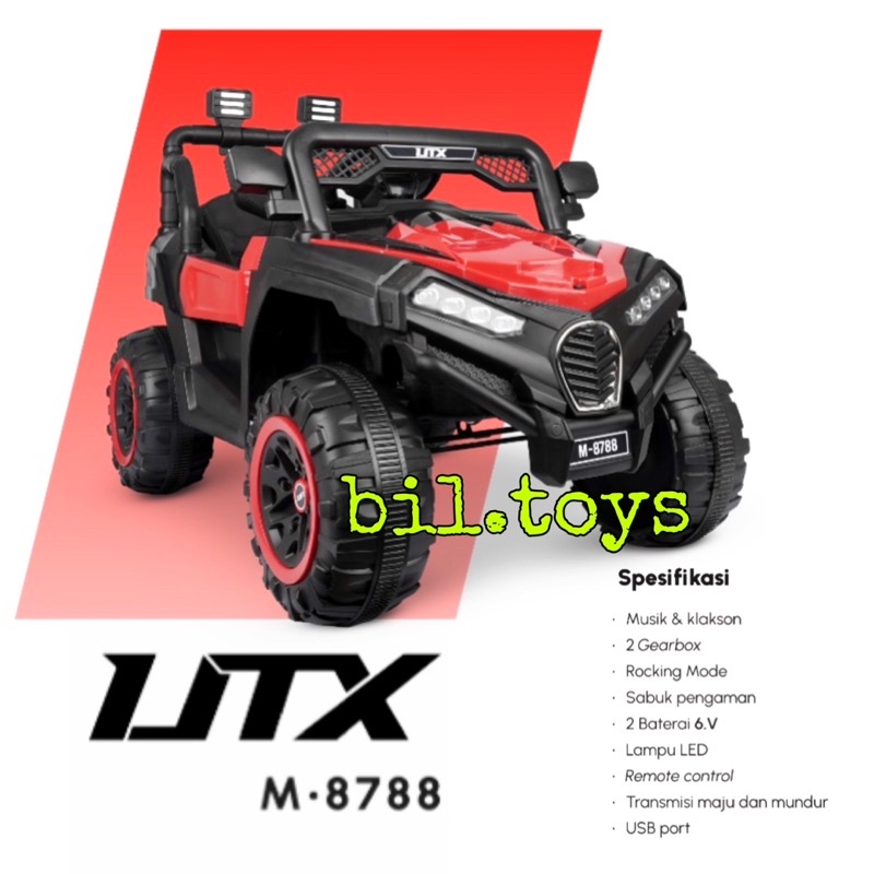 MAINAN MOBIL AKI ANAK 12VOLT UTV UTX PMB 8788 EJP7704 BISA MANUAL DAN REMOTE UTX M8788