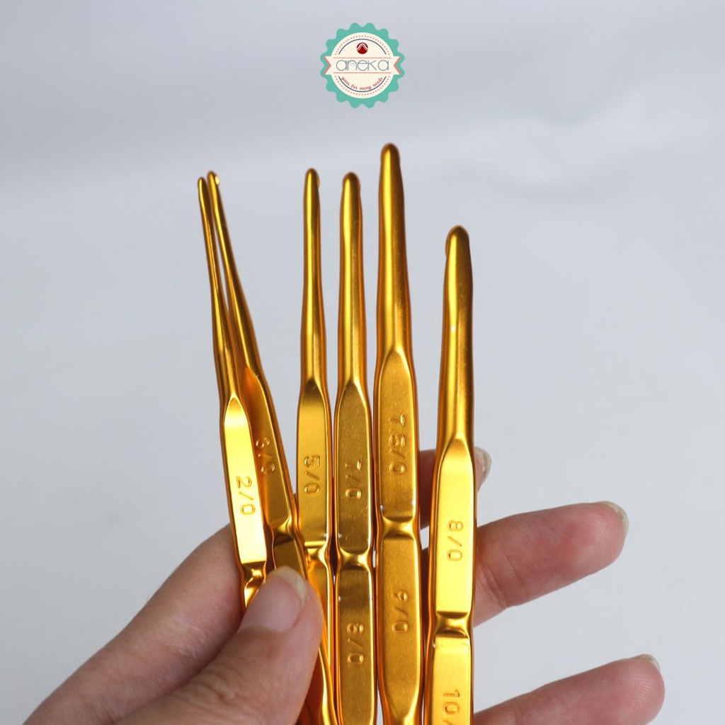 [PAKET] - Hakpen (Alat / Jarum Rajut) Tulip Gold 6 Size