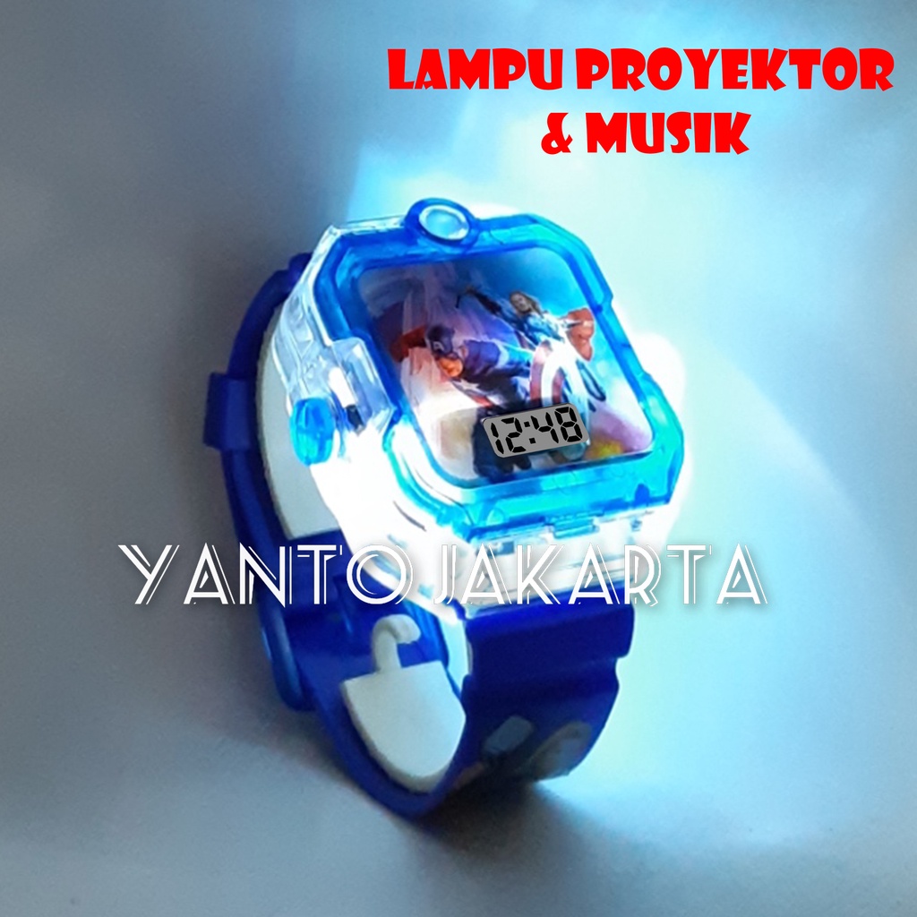 CAPTAIN AMERICA JAM TANGAN ANAK LAKI LAKI LAMPU MUSIK