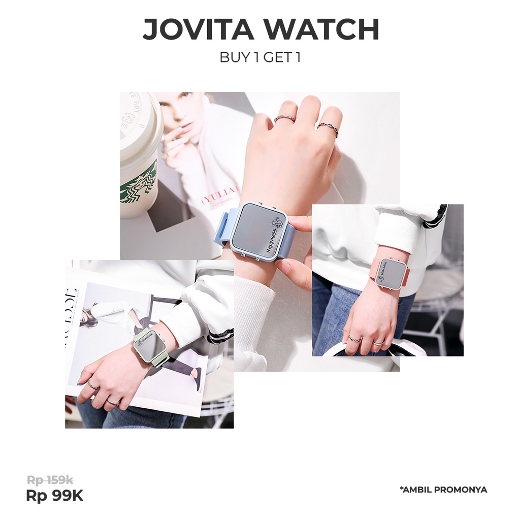 PROMO JOVITA WATCH, BELI 1 GRATIS 1, jam tangan LED cantik Wanita Kekinian