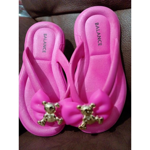 Sandal Jepit Anak Perempuan Pita Jelly Import Balance 8001-A1 Karakter Bear Gold Terbaru Umur 3 4 5 6 7 8 Tahun