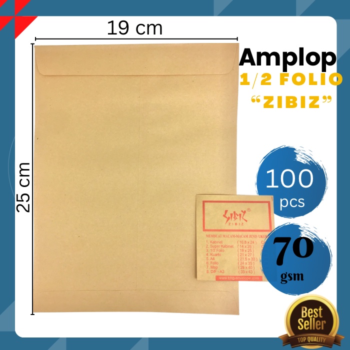 

Amplop Coklat 1/2 FOLIO ( 19x25 Cm )