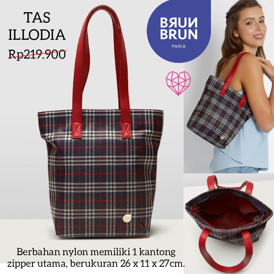 TAS ILLODIA BRUNBRUN BRUN BRUN PARIS ORI PROMO TAS WANITA WOMAN TOTE BAG KOTAK KOTAK