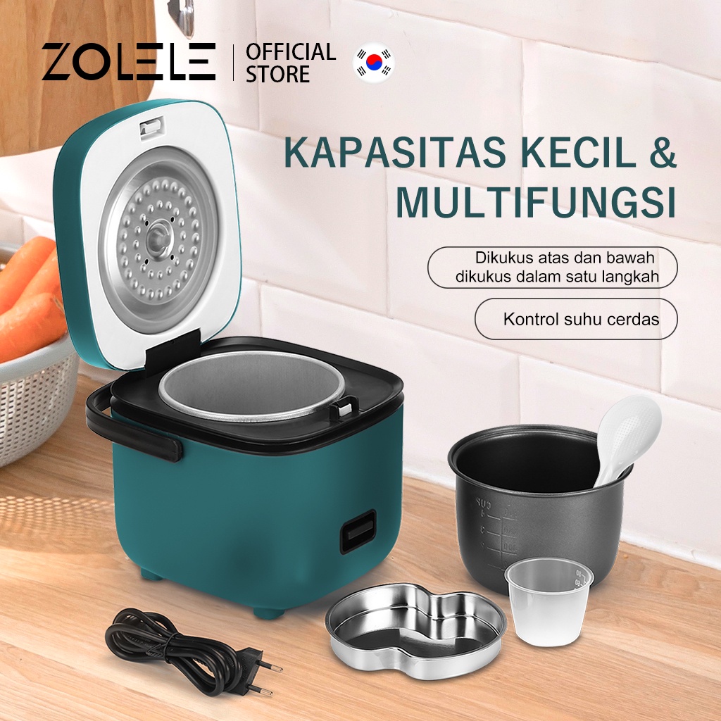 ZOLELE Rice Cooker Mini Penanak Nasi Kecil Anak Kos Mewah Magic Com 2-3 Porsi Multi Non Stick Pressure Cooker Portable Non Stick Ricecooker Low Watt Steamer Elektrik Listrik Travel Student Version ZB001