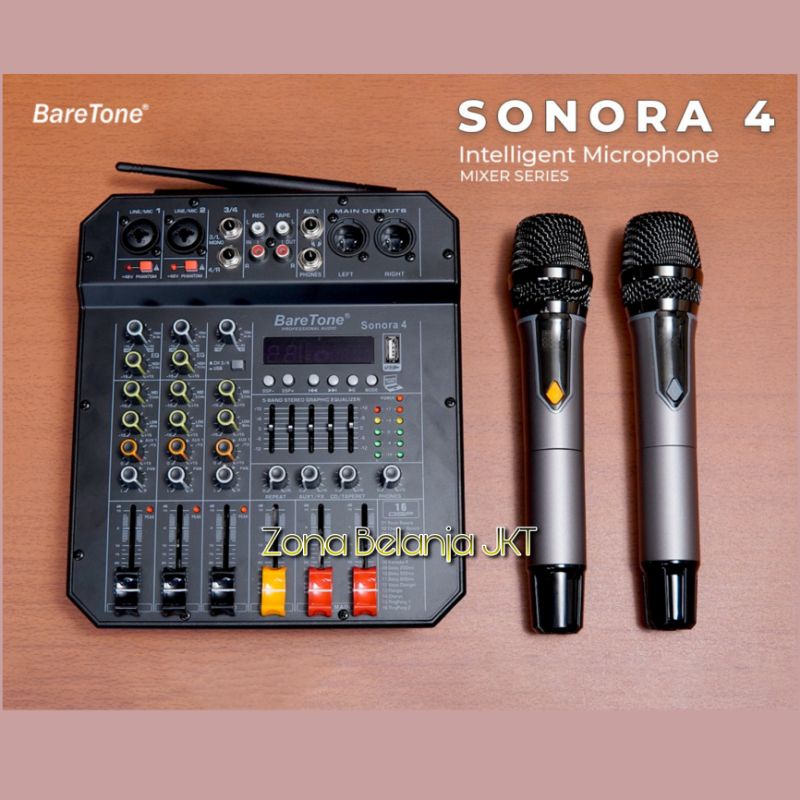 MIXER AUDIO BARETONE SONORA 4 4 CHANNEL + 2 MIC WIRELESS ORIGINAL